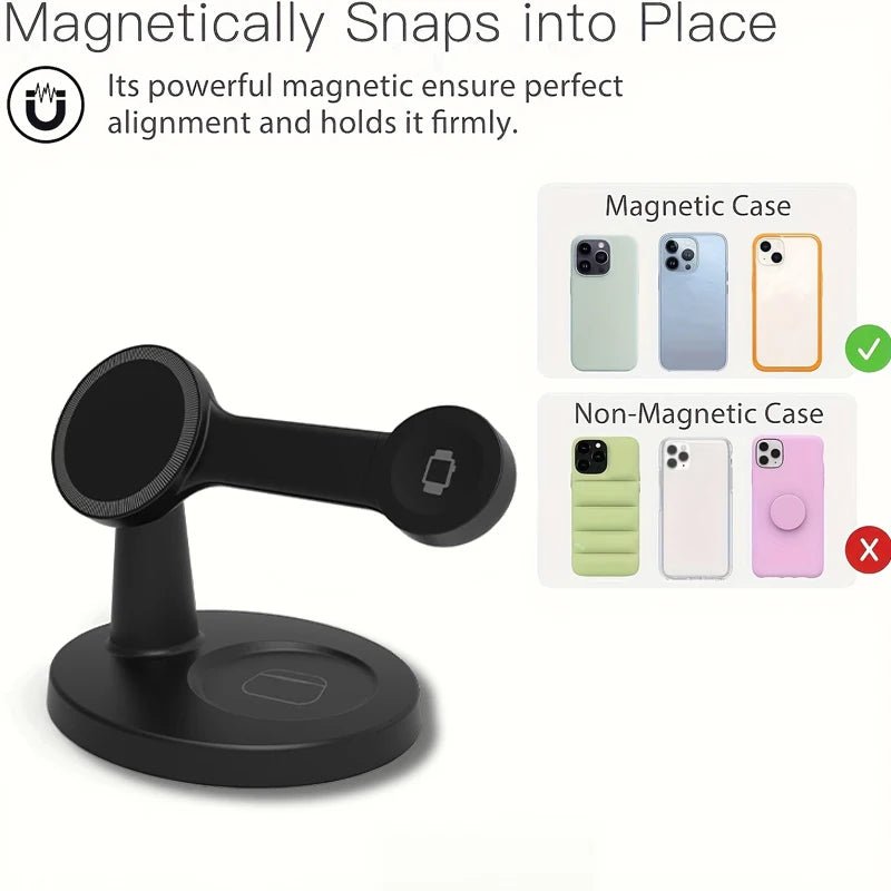 3 In 1 Magnetic Wireless Charger Stand For Magsafe iPhone 16 15 14 13 Pro Max Apple Watch 9 8 AirPods Pro Fast Charging Station - Total Finds Co LLC