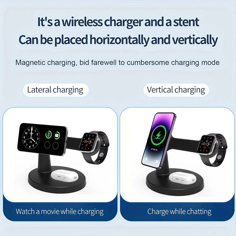 3 In 1 Magnetic Wireless Charger Stand For Magsafe iPhone 16 15 14 13 Pro Max Apple Watch 9 8 AirPods Pro Fast Charging Station - Total Finds Co LLC