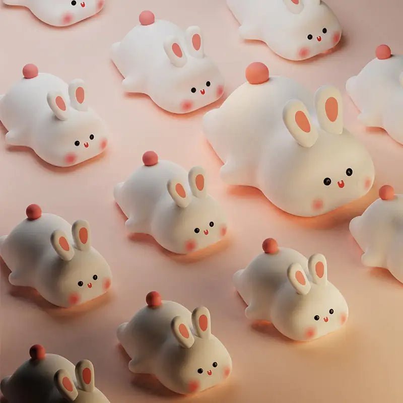 Cute LED Night Light Touch Sensor Cartoon Kid's Nightlights Big Face Rabbit Silicone Night Light Christmas Gift Bedside Lamp Home Decor - Total Finds Co LLC