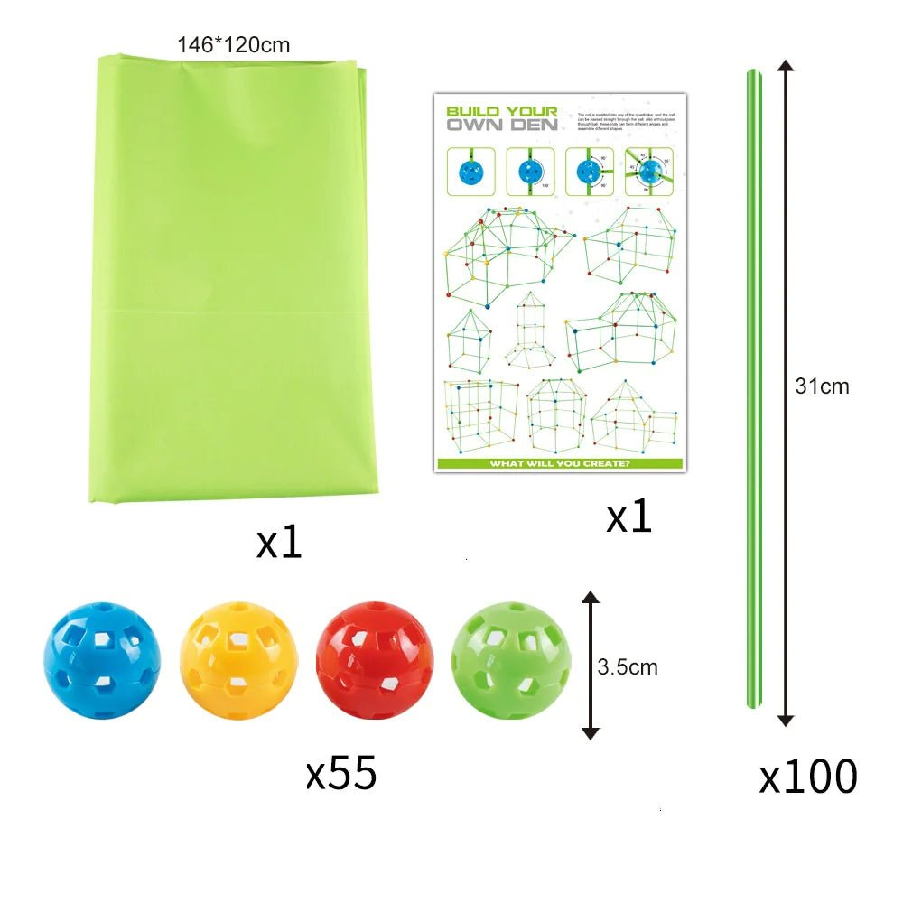 Children's Bead Tent Fort Building Kit Toy - Total Finds Co LLC