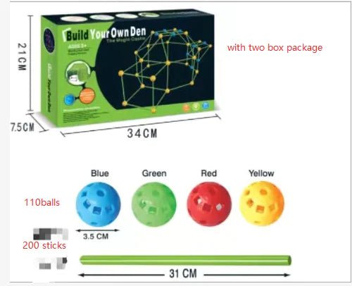 Children's Bead Tent Fort Building Kit Toy - Total Finds Co LLC