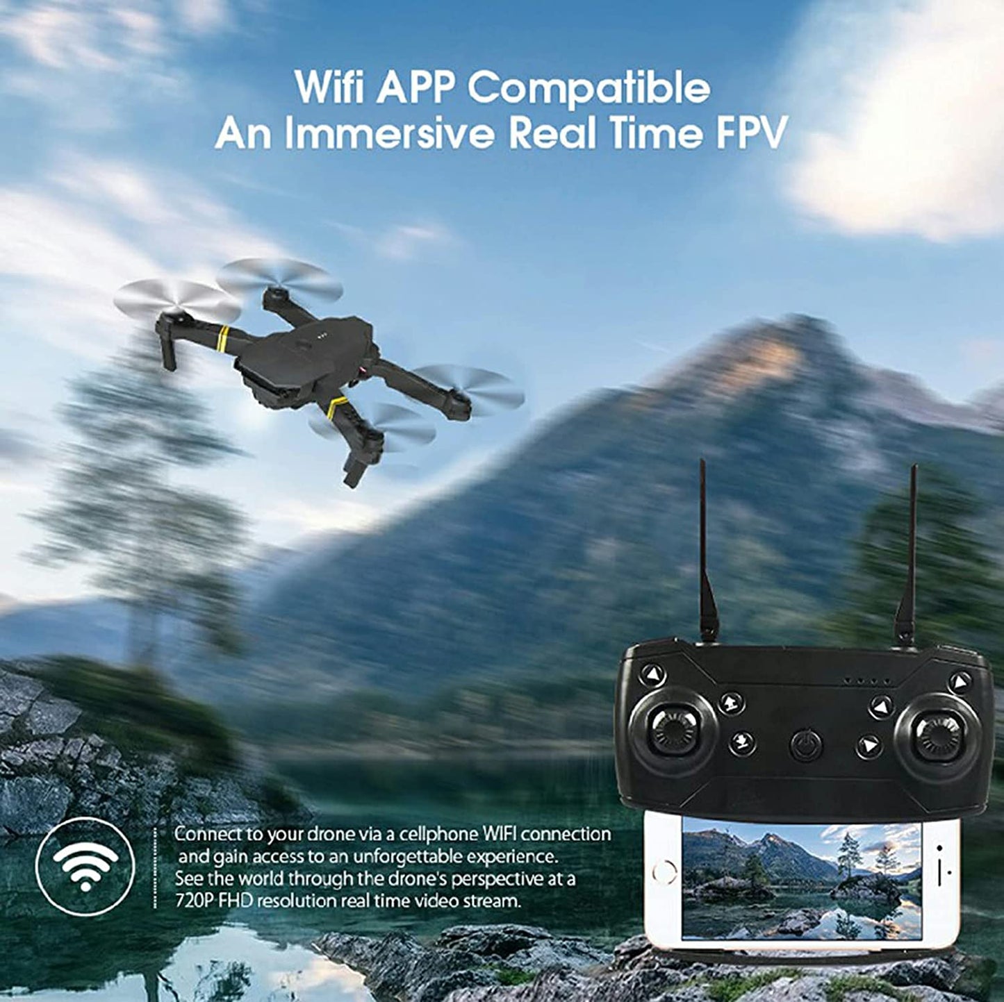 4K HD Dual Camera RC FPV WiFi Portable Wide Angle Foldable Quadcopter Drone - Total Finds Co LLC