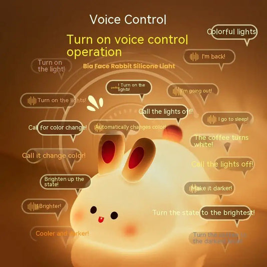 Cute LED Night Light Touch Sensor Cartoon Kid's Nightlights Big Face Rabbit Silicone Night Light Christmas Gift Bedside Lamp Home Decor - Total Finds Co LLC