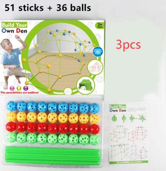 Children's Bead Tent Fort Building Kit Toy - Total Finds Co LLC