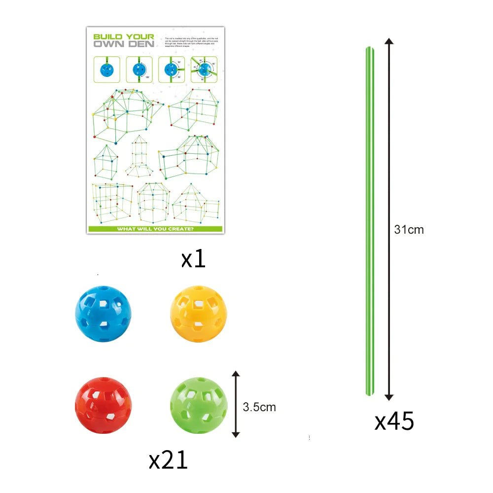 Children's Bead Tent Fort Building Kit Toy - Total Finds Co LLC