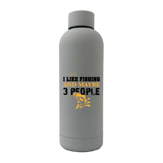 I Like Fishing And Maybe Like 3 People 17oz Stainless Rubberized Water Bottle - Total Finds Co LLC