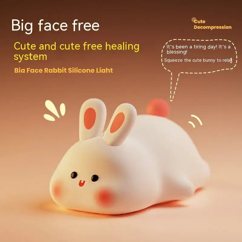 Cute LED Night Light Touch Sensor Cartoon Kid's Nightlights Big Face Rabbit Silicone Night Light Christmas Gift Bedside Lamp Home Decor - Total Finds Co LLC