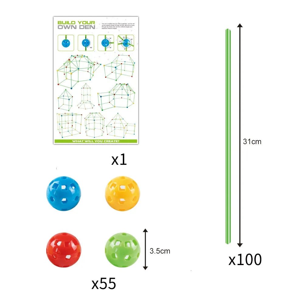 Children's Bead Tent Fort Building Kit Toy - Total Finds Co LLC